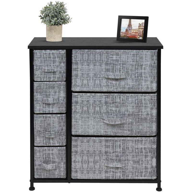 Sorbus Kids 7-Drawer Gray and Black Storage Dresser with Wood Top