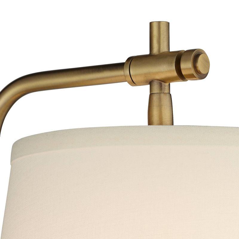 Barnes and Ivy Seline Modern Wall Lamp with Dimmer Warm Gold Metal Plug-in 7" Light Fixture Adjustable Off White Shade for Bedroom Living Room House