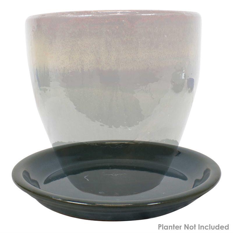 Sunnydaze High-Fired Glazed UV- and Frost-Resistant Ceramic Outdoor Flower Pot Saucer - 9" Diameter - Forest Lake Green - 2-Pack