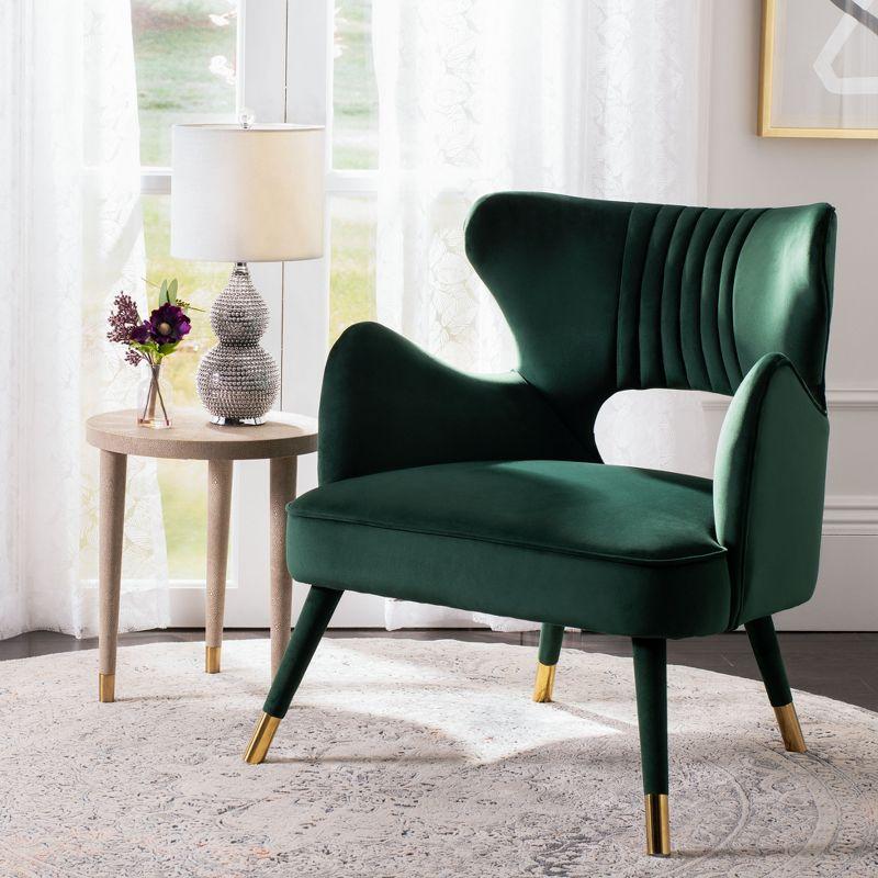 Blair Wingback Accent Chair - ACH4504 - Forest Green/Gold - Safavieh