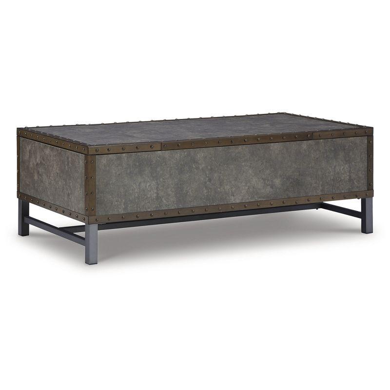 Industrial Gray and Brown Lift-Top Coffee Table with Storage