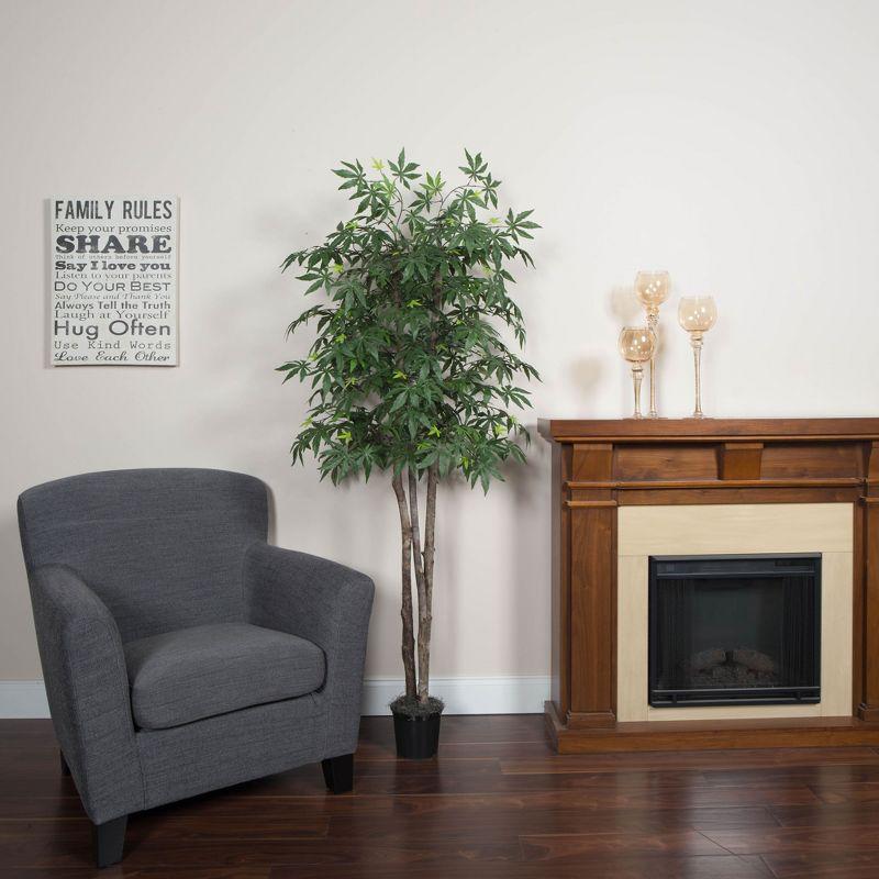 Vickerman 6' Artificial Japanese Maple Deluxe, Black Plastic Pot In a 7"Lx7"Wx6"H base.