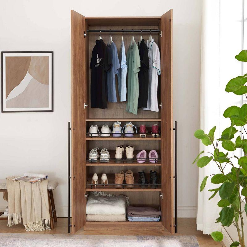 Manhattan Comfort Lee 2 Door and 4 Shelf Wardrobe Closet: Wood Laminate, Metal Hardware, Modern Style