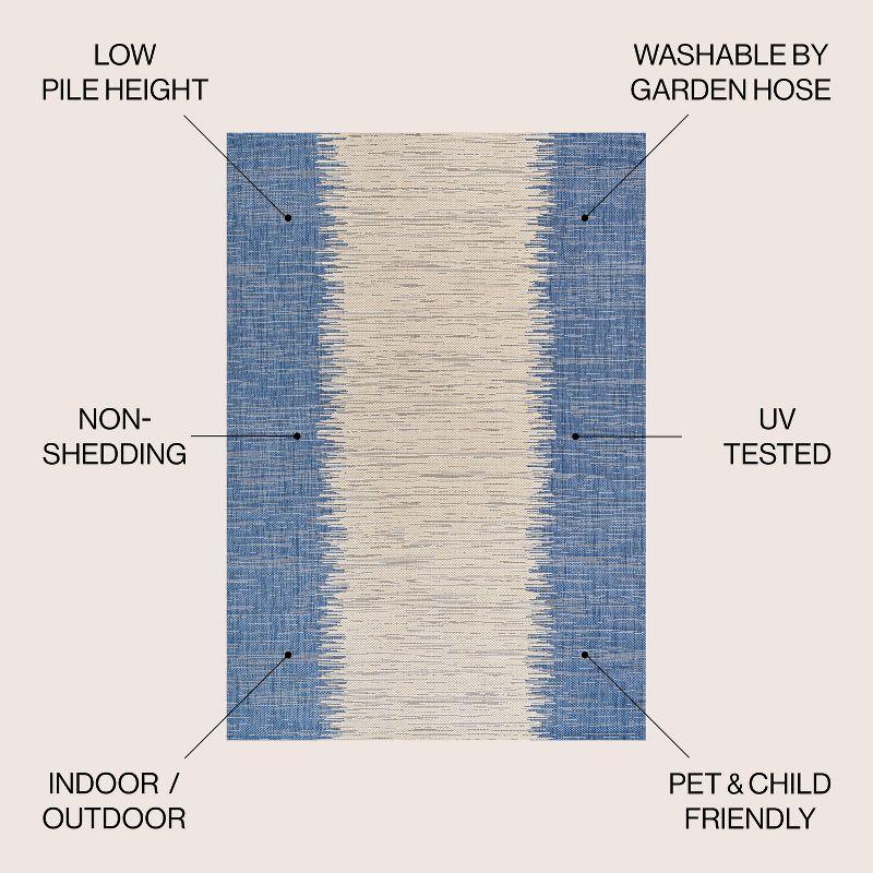 4'x6' Tavira Modern Strie' Indoor/Outdoor Area Rug, Blue/Beige - JONATHAN Y