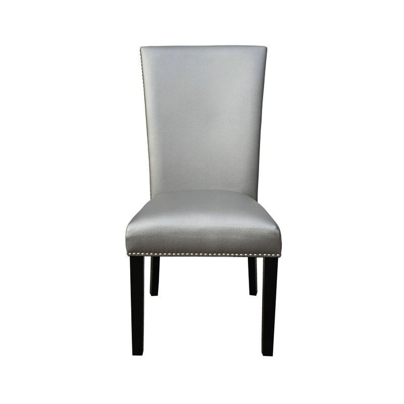 18" Set of 2 Camila Dining Chairs Silver - Steve Silver Co.: Modern Faux Leather, Nailhead, Wood Legs