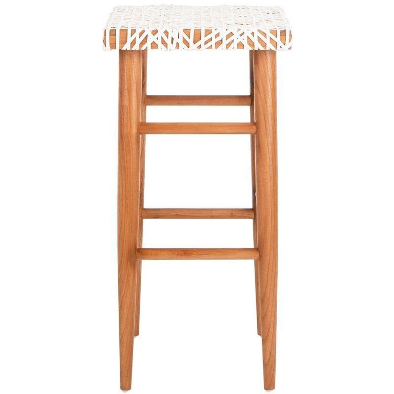 Kaleo Woven Leather Barstool  - Safavieh