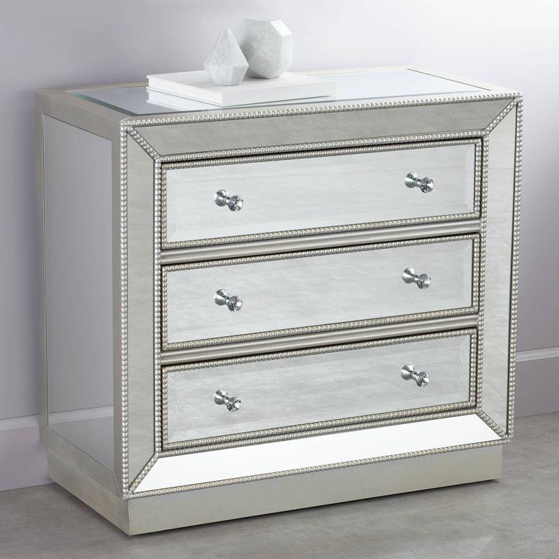 Coast to Coast Trevi 32" Wide 3-Drawer Silver Mirrored Accent Chest