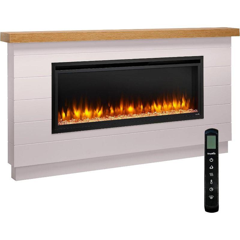 Boyd 50-Inch White Shiplap Electric Fireplace with Mantel