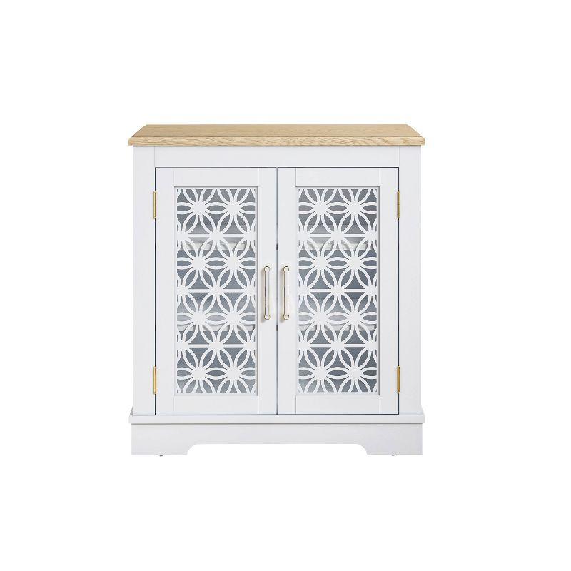 30" Storage Sideboard Buffet Cabinet White - Home Essentials: Rustic Bohemian Style, Adjustable Shelves, Tempered Glass Doors