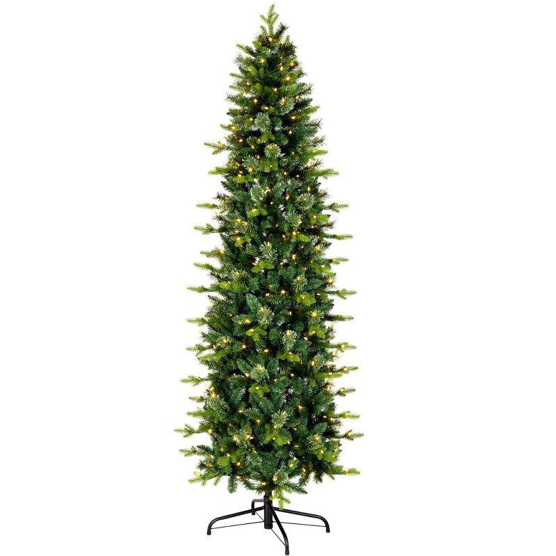 7.5' Prelit Slim Green Fir Artificial Christmas Tree with Clear Lights