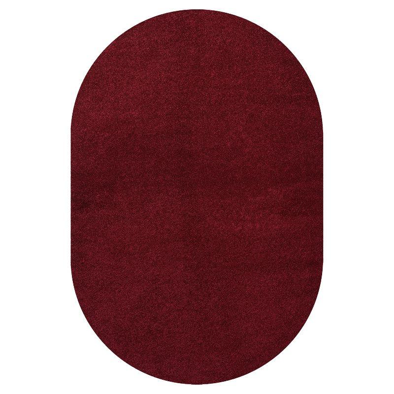 3'x5'Oval  Haze Solid Low-Pile, Dark Red - JONATHAN Y