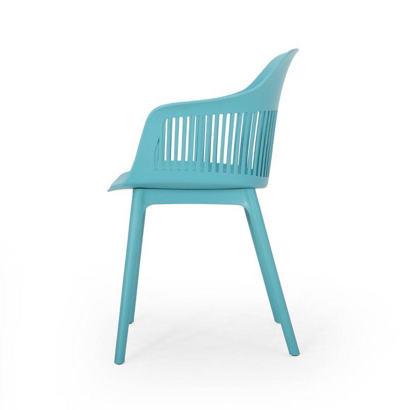 Dahlia 2pk Resin Modern Dining Chair - Teal - Christopher Knight Home: Weather-Resistant, for Outdoor Use