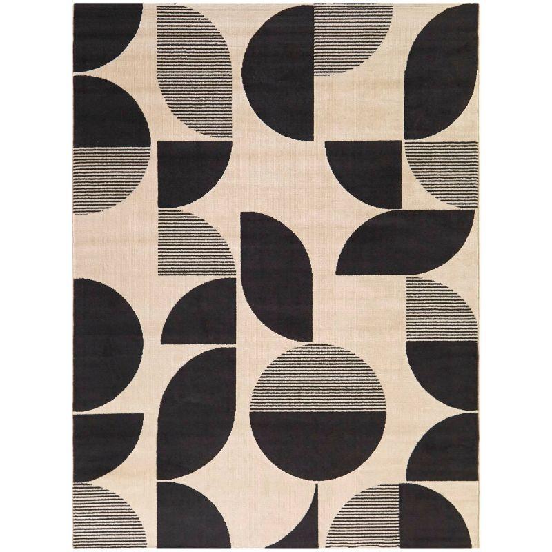 Modern Geometric Black and Beige Kids' Area Rug