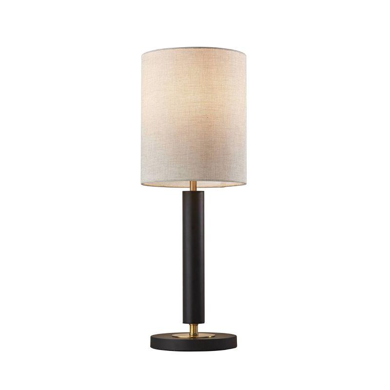 Modern Black and Brass Touch Sensor Desk Lamp with Fabric Shade