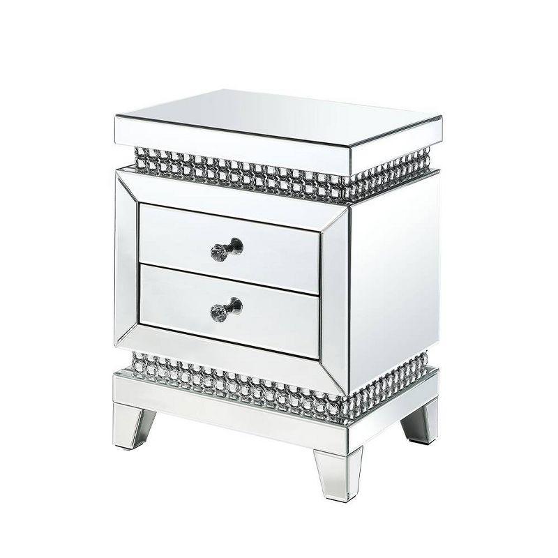 Acme Furniture 18" Lotus Mirrored Accent Table with Faux Ice Cube Crystals: Beveled Edges