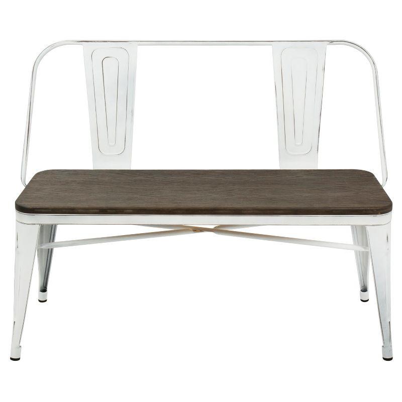 Oregon Industrial Farmhouse Dining/Entryway Bench - Vintage White Metal/Expresso Bamboo - Lumisource