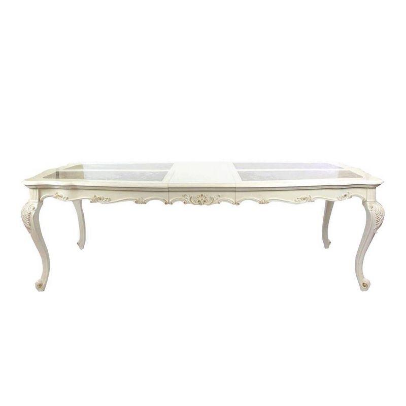 Chantelle 96" Dining Tables Marble Top and Pearl White - Acme Furniture