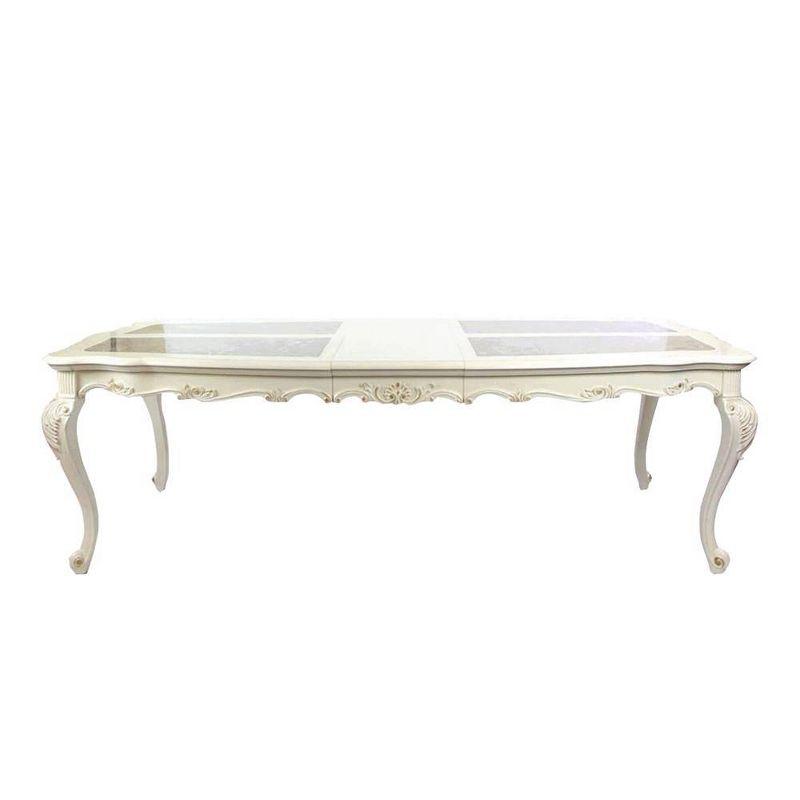 Pearl White Marble Top Extendable Bar Height Dining Table