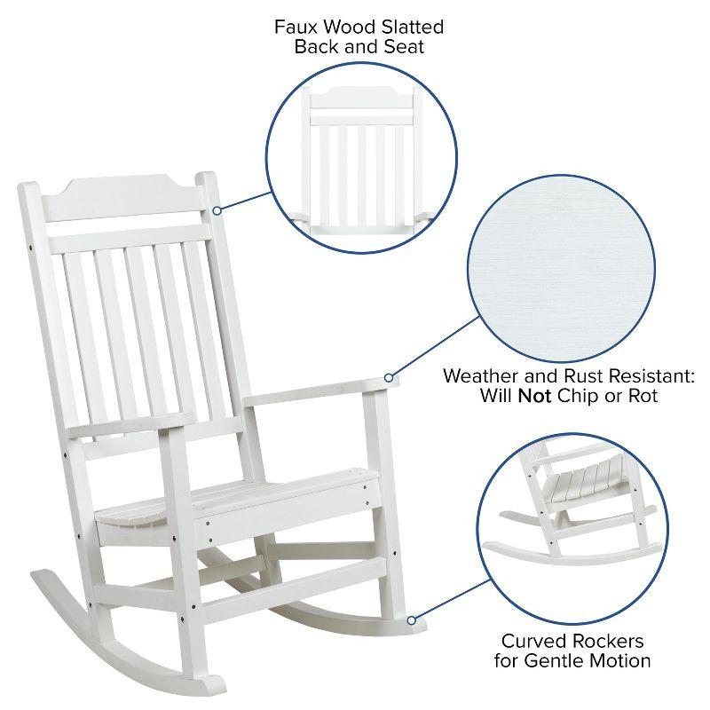 Winston White Poly Resin Wood Rocking Chair with Cushions