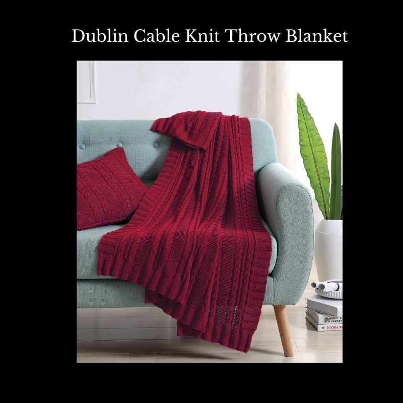 Dublin Cable Knit Throw Blanket, 50" x 70"