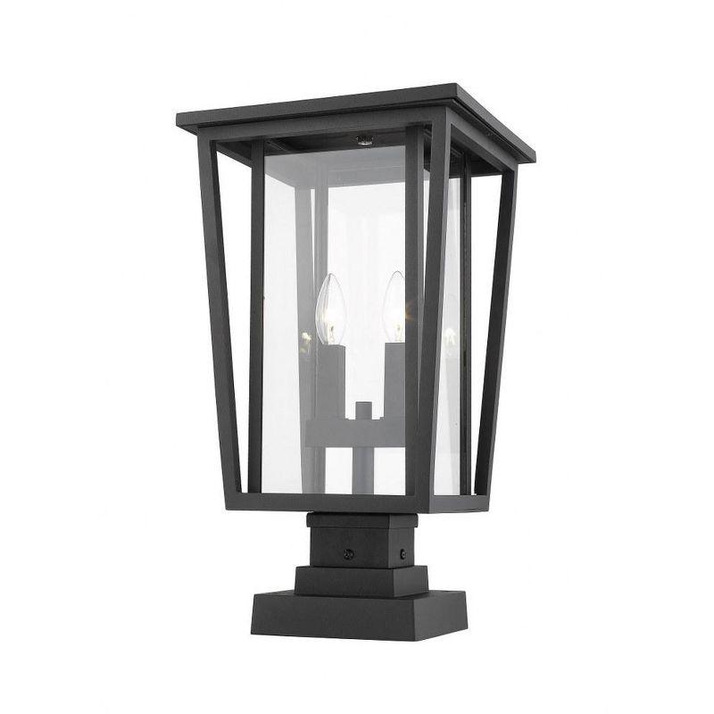 Seoul Black Aluminum 2-Light Outdoor Pier Mount Fixture