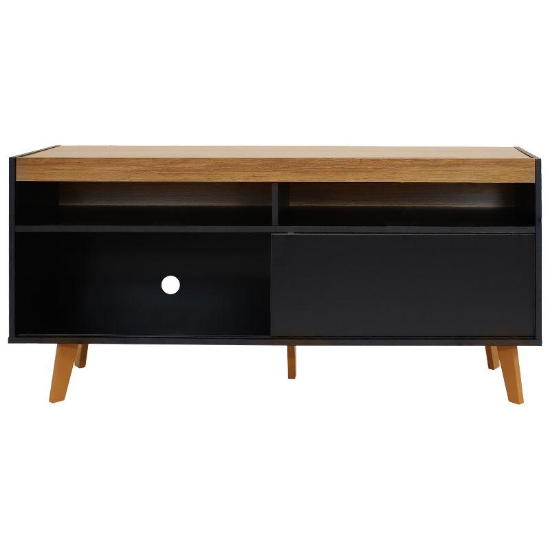 Midnight Black 58" TV Stand with Cabinet and Shelves