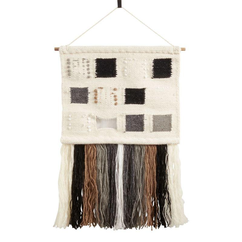 Textured Woven Wall Hanging with Long Tassels, Multi-Color