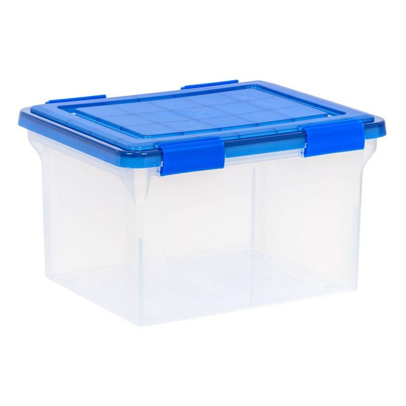 Clear and Blue Plastic Stackable File Storage Boxes, Set of 3