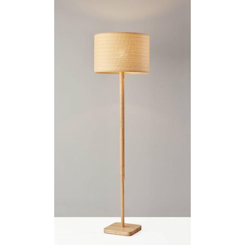 Ellis Floor Lamp Natural - Adesso: Rattan Shade, Wood Base, 3-Way Switch, UL Listed