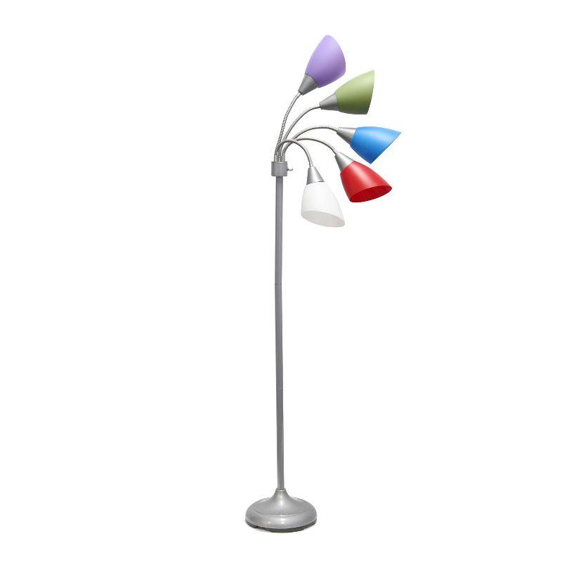 67" Contemporary Silver Multi-Head Adjustable Gooseneck Floor Lamp for Kids