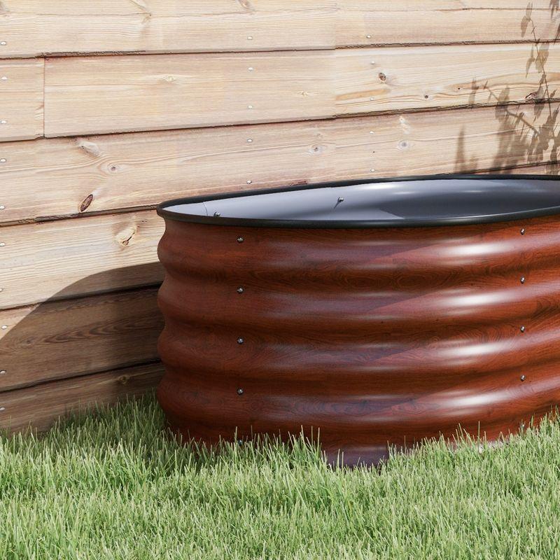 Outsunny Galvanized Raised Garden Bed Kit, Metal Planter Box with Safety Edging, 41.25" x 23.5" x 16.5", Brown