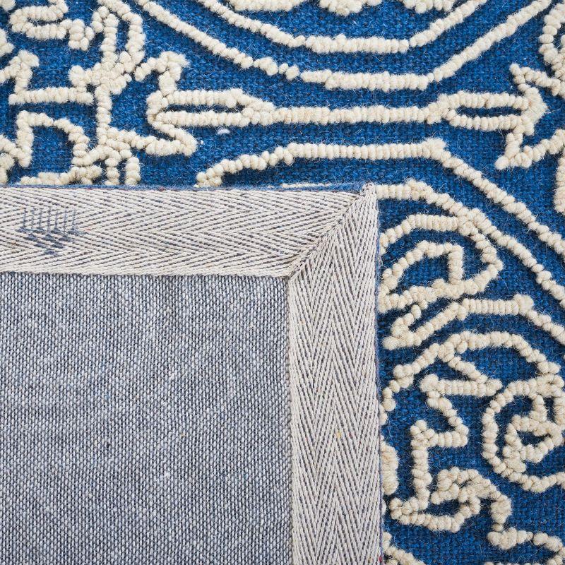 Blue and Ivory Hand-Tufted Wool Square Area Rug