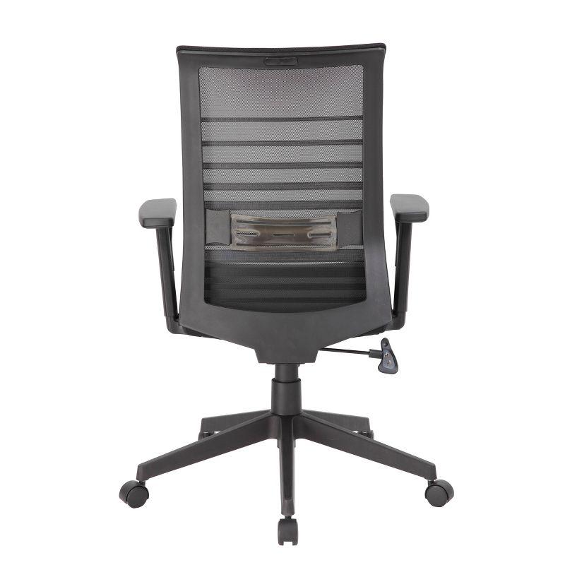 Linear Mesh Task Chair Black - Boss Office Products: Synchro-Tilt, Adjustable Arms, 275lbs Capacity