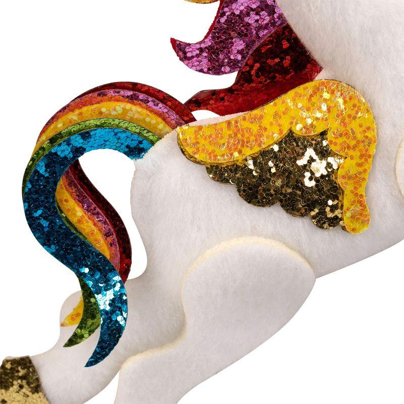 Northlight Plush Leaping Rainbow Unicorn Christmas Ornament - 6.5"