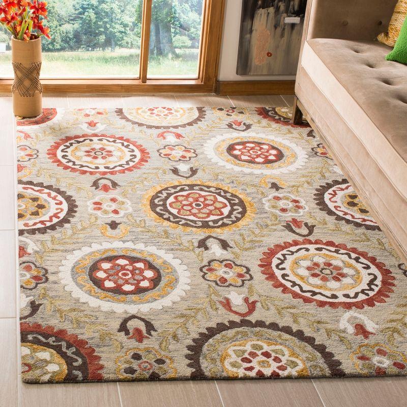 Suzani SZN374 Hand Hooked Indoor Area Rug - Grey/Multi - 8'x10' - Safavieh