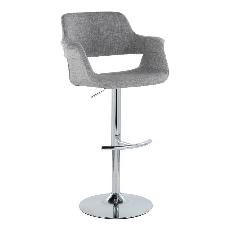 Retro Chic Chrome and Light Grey Adjustable Swivel Barstool Set