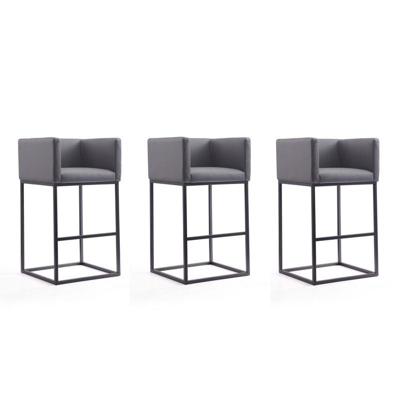 Set of 3 Embassy Upholstered Metal Barstools - Manhattan Comfort