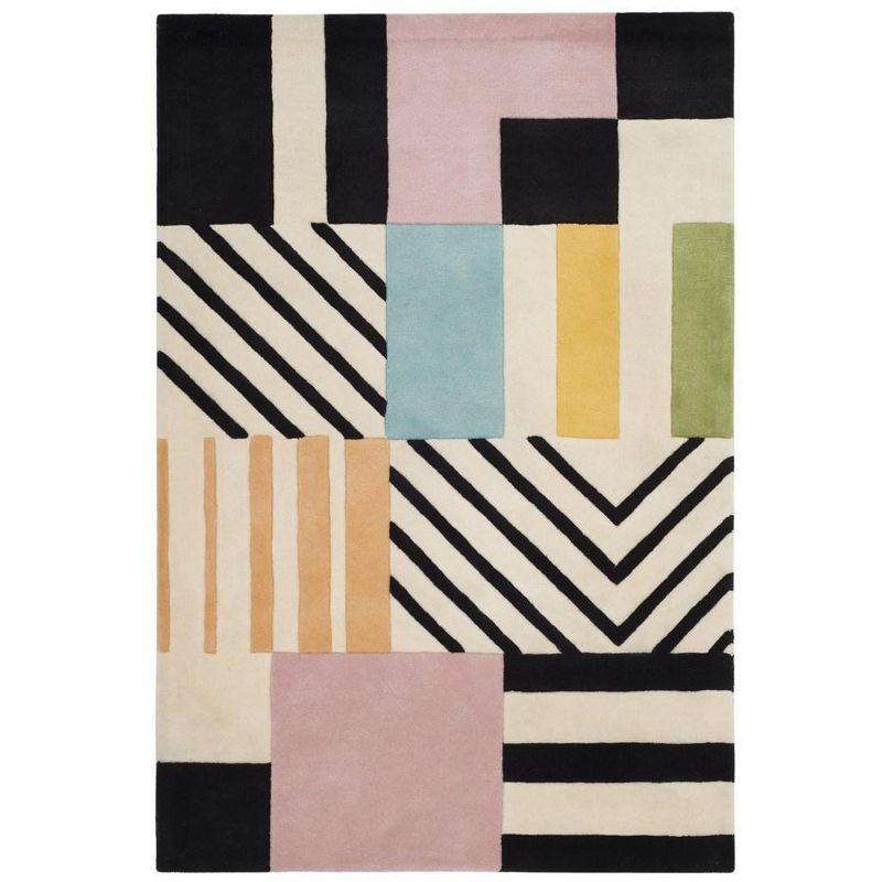 Tripoli Wool Ivory/Black/Pink Rug