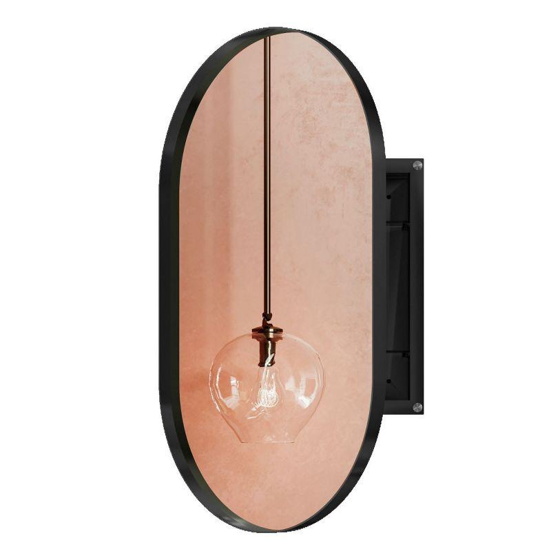 20X34 Inch Oval Recessed Medicine Cabinet, Metal Framed Bathroom Wall Cabinet With Mirror And Adjustable Shelves, Wall Mirror With Storage For Bathroom