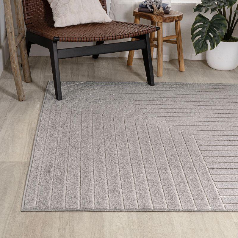 Odense Minimalist Geometric Gray/Ivory 4' x 6' Synthetic Area Rug