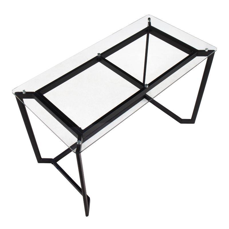 Masters Modern Computer Desk Steel/Glass Black/Clear - LumiSource: Mid-Century Style, Tempered Surface, No Storage