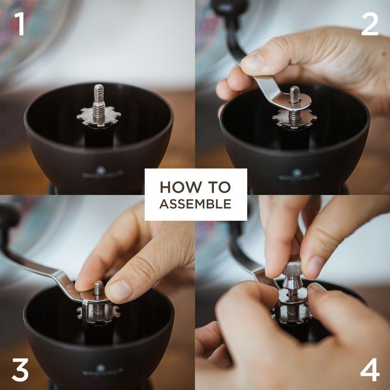 GROSCHE BREMEN Manual Ceramic Conical Burr Coffee Grinder, Spice & Coffee Grinder with Glass Storage Jar