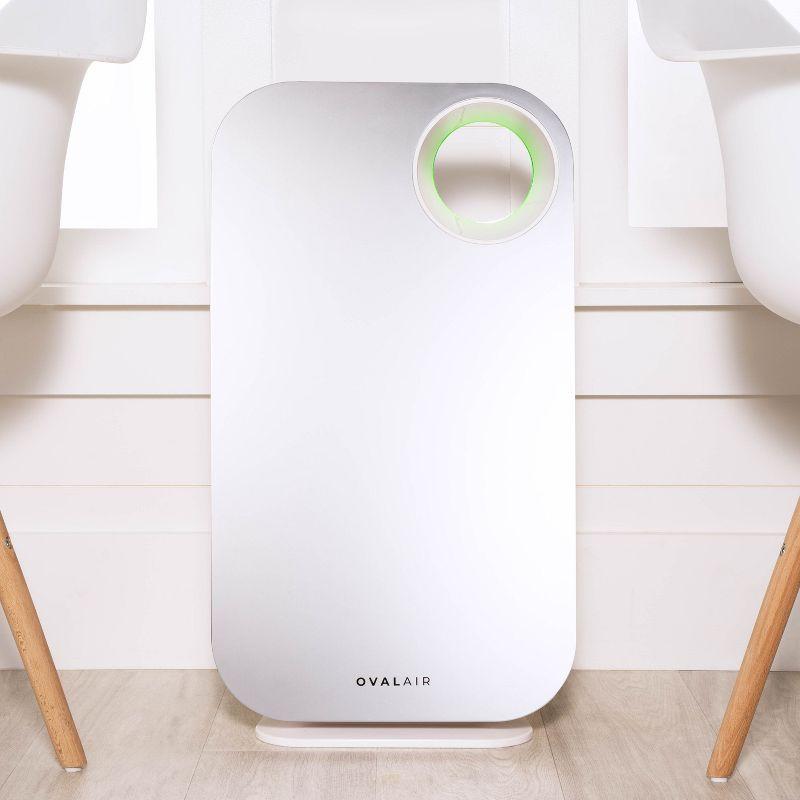 OVAL AIR OVAL AIR 3-Stage H13 True HEPA 5-in-1 Air Purifier reduces Allergies, Asthma, Pets, Odor, Smoke
