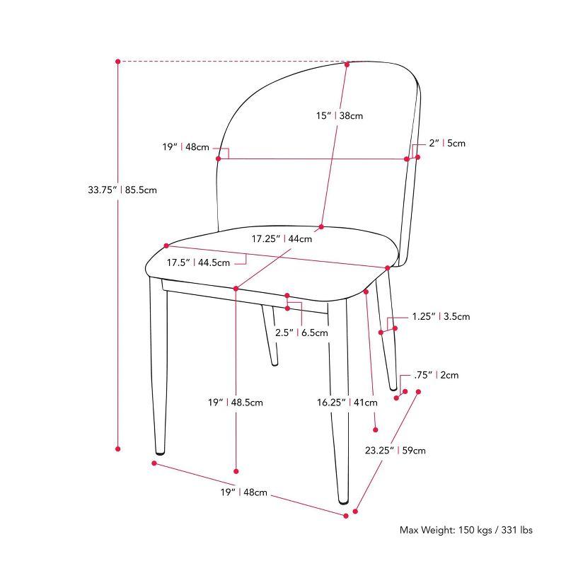 Nash Side Chair with Black Legs Gray - CorLiving: Mid-Century Design, Chenille Upholstery, Foam Support