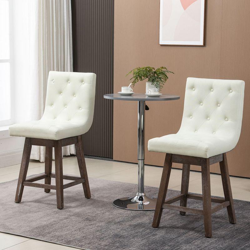 White Swivel Wood Counter Height Barstool Set