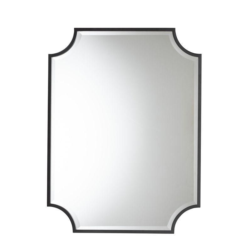 Elegant Rectangular Leather & Wood Framed Wall Mirror 30"x40"