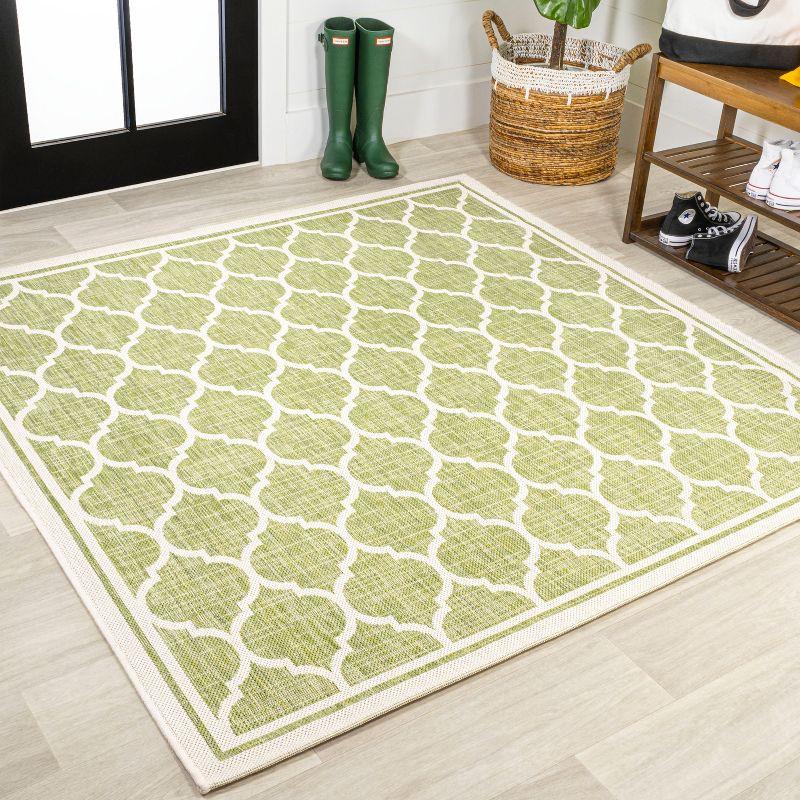 Trebol Moroccan Trellis Textured Weave Indoor/Outdoor Area Rug - JONATHAN Y