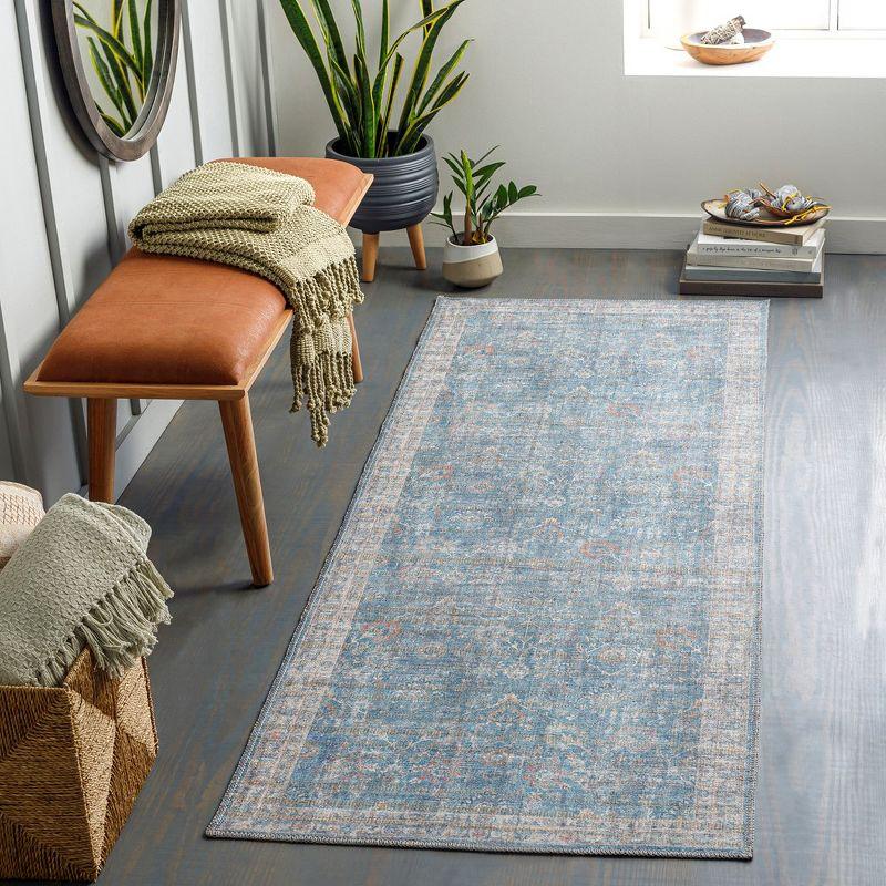 Markleville Pale Blue Washable Traditional Area Rug