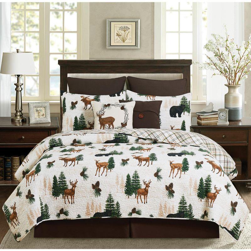 Noland Pines Brown Cotton Reversible Full Quilt Set