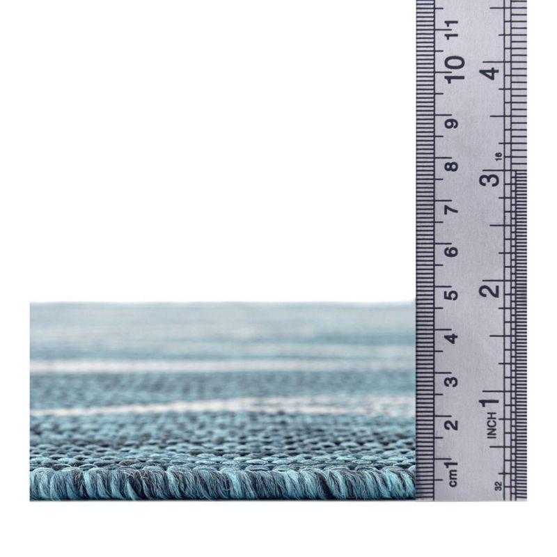 Teal and Ivory Botanical Outdoor Rectangular Rug 4' x 6'